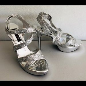 Nina Strappy Sparkly Silver Sandals